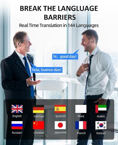 Translator Earbuds Real-Time for Language Translation: AI 3-in-1 Open Ear Buds Device Wireless Bluetooth Headphones Two-Way Instant Translating Smart Pods for Travel Business Learning in Saudi Arabia