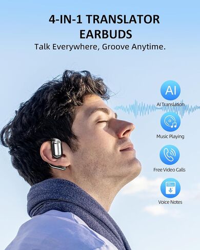 Translator Earbuds Real-Time for Language Translation: AI 3-in-1 Open Ear Buds Device Wireless Bluetooth Headphones Two-Way Instant Translating Smart Pods for Travel Business Learning in Saudi Arabia