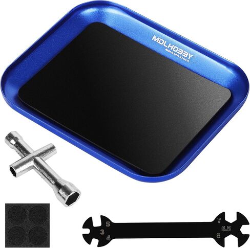 Mini All-in-One RC Tool Kit with Micro Magnetic Tray(4.2''x3.5''), No-Strip Hex Wrench Set & 4-Way 6-in-1 Screwdriver, Tiny RC Models Cars Essential Tools for 1/8 & 1/10 Scale RC Repair(Red) in Kuwait