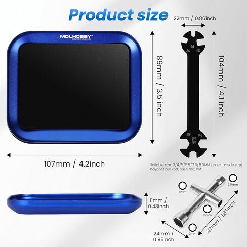 Mini All-in-One RC Tool Kit with Micro Magnetic Tray(4.2''x3.5''), No-Strip Hex Wrench Set & 4-Way 6-in-1 Screwdriver, Tiny RC Models Cars Essential Tools for 1/8 & 1/10 Scale RC Repair(Red) in Kuwait