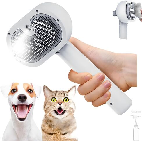 Pet Steam Brush for Dog & Cat – Spray Hair Removal Comb – Steam for Shedding & Grooming – Water Brush for Long & Short Haired Pets in Saudi Arabia