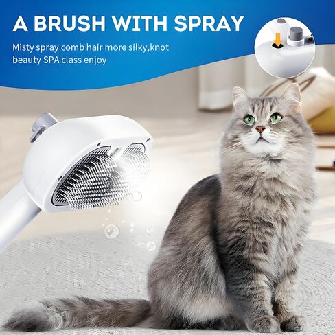Pet Steam Brush for Dog & Cat – Spray Hair Removal Comb – Steam for Shedding & Grooming – Water Brush for Long & Short Haired Pets in Saudi Arabia
