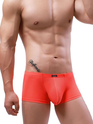 IKINGSKY Men's Breathable Boxer Briefs Sexy See Through Shorts Low Rise Bulge Under Panties in Kuwait