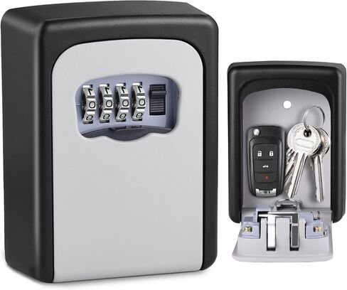 Key Lock Box, Weatherproof Key Box, Heavy Duty Key Box with 4 Digit Code for Home, Garage, Airbnb, Grey in Saudi Arabia