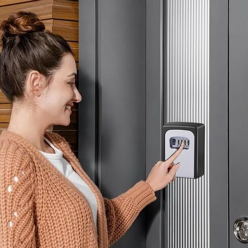 Key Lock Box, Weatherproof Key Box, Heavy Duty Key Box with 4 Digit Code for Home, Garage, Airbnb, Grey in Saudi Arabia