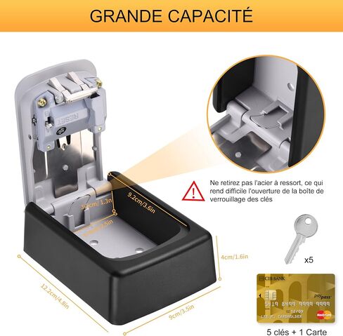 Key Lock Box, Weatherproof Key Box, Heavy Duty Key Box with 4 Digit Code for Home, Garage, Airbnb, Grey in Saudi Arabia