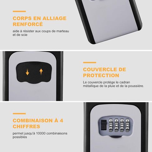 Key Lock Box, Weatherproof Key Box, Heavy Duty Key Box with 4 Digit Code for Home, Garage, Airbnb, Grey in Saudi Arabia