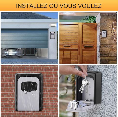 Key Lock Box, Weatherproof Key Box, Heavy Duty Key Box with 4 Digit Code for Home, Garage, Airbnb, Grey in Saudi Arabia