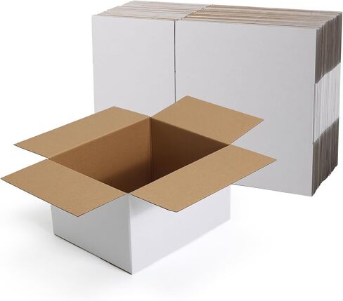 CRUGLA 10x8x6 White Shipping Boxes Set of 25, White Corrugated Cardboard Boxes for Small Business Shipping Mailing Packing in Kuwait