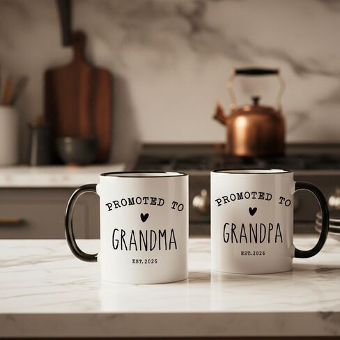 Promoted To Grandparents 2026 Mug Set, Pregnancy Announcement Gift for Grandparents, New Grandma & Grandpa Gifts, Grandma And Grandpa Announcement Gifts 11oz in Saudi Arabia