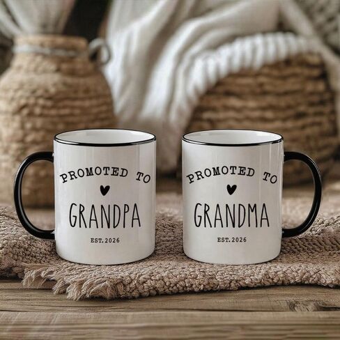 Promoted To Grandparents 2026 Mug Set, Pregnancy Announcement Gift for Grandparents, New Grandma & Grandpa Gifts, Grandma And Grandpa Announcement Gifts 11oz in Saudi Arabia