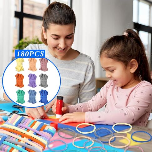 xliuax 180pcs نسج حلقات إعادة ملء الأفق ، 9 ألوان potholder النسيج الحلقات المرنة للفنون والحرف اليدوية لتوصيلات الحرف اليدوية DIY in Kuwait