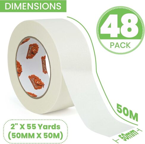 شريط ورق كرافت الصديق للبيئة 2inch x 55yard ، شريط تعبئة الورق الأبيض ، شريط التغليف القابل لإعادة التدوير القابل للتحلل in Kuwait