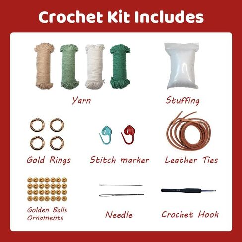 Christmas Tree Crochet Ornament DIY Kit ، 4 × 2.7 بوصة ، مجموعة كاملة مع الغزل والأدوات والفيديو التعليمي والتعليمات المكتوبة in Saudi Arabia