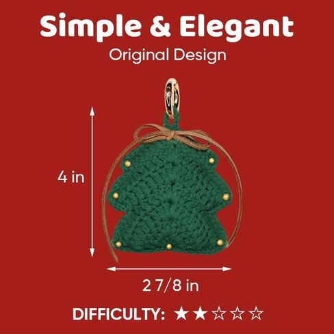 Christmas Tree Crochet Ornament DIY Kit ، 4 × 2.7 بوصة ، مجموعة كاملة مع الغزل والأدوات والفيديو التعليمي والتعليمات المكتوبة in Saudi Arabia