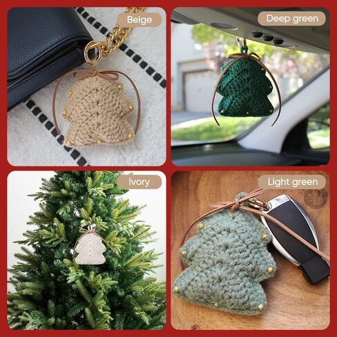 Christmas Tree Crochet Ornament DIY Kit ، 4 × 2.7 بوصة ، مجموعة كاملة مع الغزل والأدوات والفيديو التعليمي والتعليمات المكتوبة in Saudi Arabia