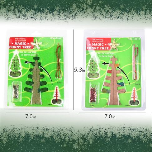 2PCS Magic Growing Christmas Tree, Crystal Christmas Tree, Green Colorful Presents Novelty Kit for Kids, Funny Educational and Party Toys DIY Christmas Decorations in Kuwait