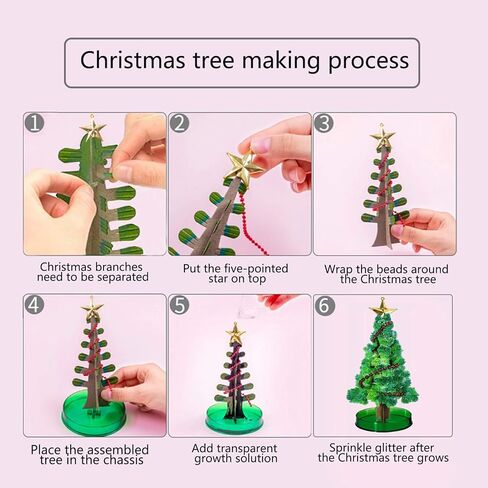 2PCS Magic Growing Christmas Tree, Crystal Christmas Tree, Green Colorful Presents Novelty Kit for Kids, Funny Educational and Party Toys DIY Christmas Decorations in Kuwait