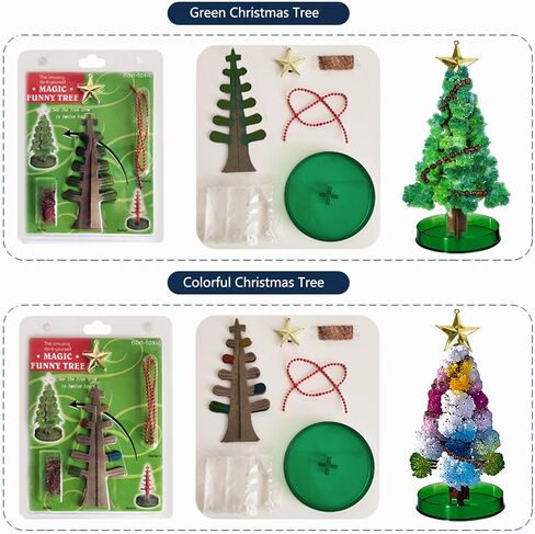 2PCS Magic Growing Christmas Tree, Crystal Christmas Tree, Green Colorful Presents Novelty Kit for Kids, Funny Educational and Party Toys DIY Christmas Decorations in Kuwait
