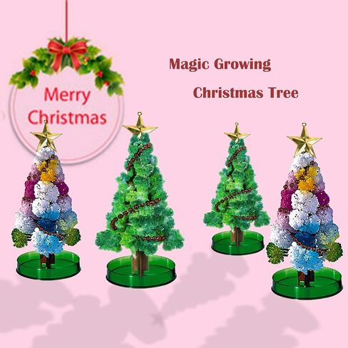 2PCS Magic Growing Christmas Tree, Crystal Christmas Tree, Green Colorful Presents Novelty Kit for Kids, Funny Educational and Party Toys DIY Christmas Decorations in Kuwait