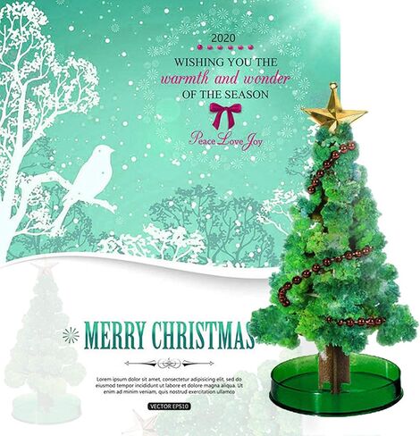 2PCS Magic Growing Christmas Tree, Crystal Christmas Tree, Green Colorful Presents Novelty Kit for Kids, Funny Educational and Party Toys DIY Christmas Decorations in Kuwait