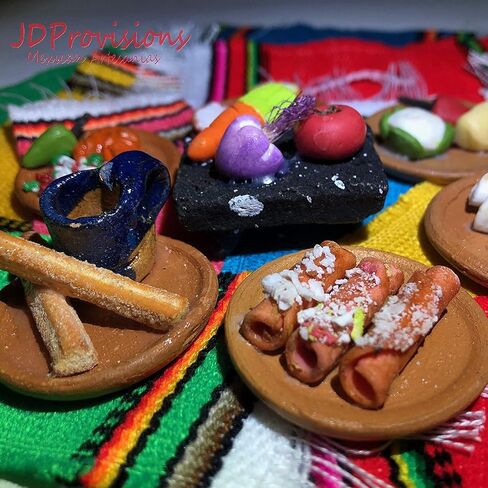 Miniature Mexican Fiesta Clay تتظاهر بالفنون الغذائية يوم العروض الميتة Di de los Muertos ofrendas Cinco de Mayo (5 قطع - عشوائي) ، متعدد الألوان (minjd14) in Kuwait