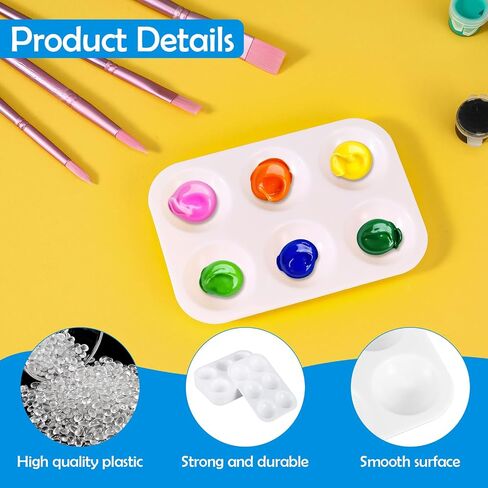 Molain 200 Pcs Small White Paint Palettes, 6 Well Rectangular Paint Tray Watercolor Acrylic Painting Holder Tray Art Palette for Students DIY Craft 4.96x3.38 Inch in Saudi Arabia
