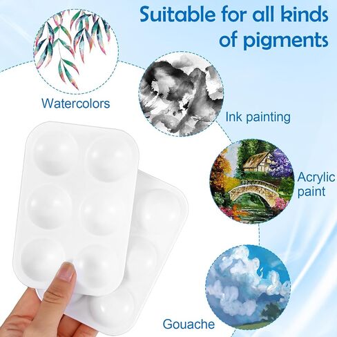 Molain 200 Pcs Small White Paint Palettes, 6 Well Rectangular Paint Tray Watercolor Acrylic Painting Holder Tray Art Palette for Students DIY Craft 4.96x3.38 Inch in Saudi Arabia