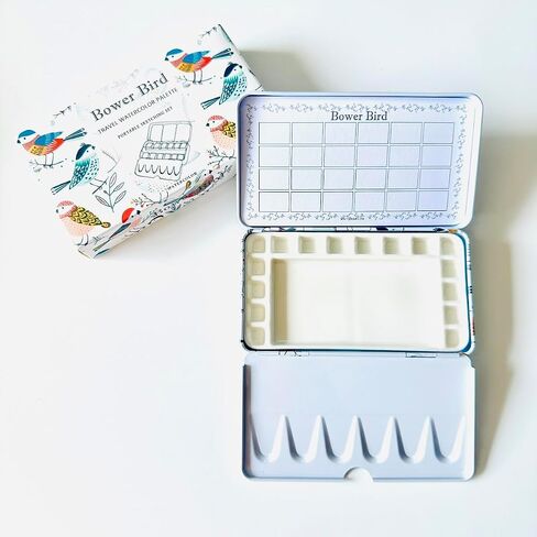 لوحة Bower Bird Travel Watercolor Palette ، لوحة سيراميك محمولة ، لوحة طلاء فارغة ، لوحة طلاء معدنية صغيرة من الخزف (16well) in Kuwait