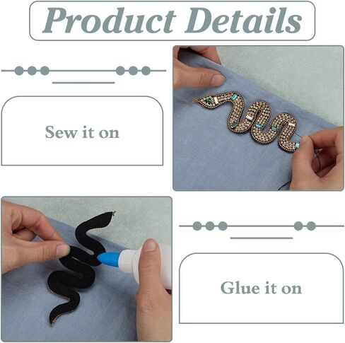 Fingerinspire 4 PCS Rhinestone Snake Snake Patch 4 أنماط أنماط الأفعى بقع تطريز بقع ثعابين مخيط على القماش زين راينستون ثعابين للحيوانات للحيوانات لتزيين الملابس DIY in Kuwait