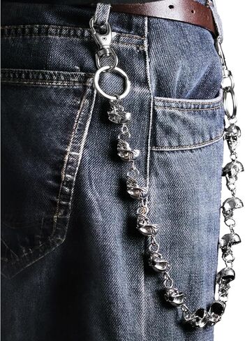 Wallet Chain,Unisex Skull Biker Pant Trouser Jean Pocket Chain, 25.2''Length in Saudi Arabia