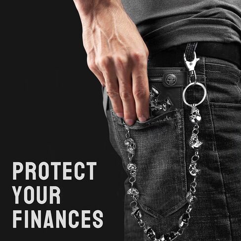 Wallet Chain,Unisex Skull Biker Pant Trouser Jean Pocket Chain, 25.2''Length in Saudi Arabia