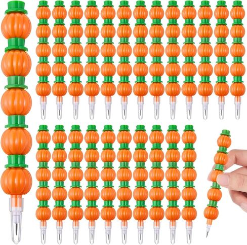 Faccito 48 Pcs Halloween Pumpkin Stackable Pencils for Kids Stacking Point Pencils Party Favors for Fall Halloween Pumpkin Thanksgiving Birthday Party Supplies Goodie Bag Filler School Fun Equipment in Saudi Arabia