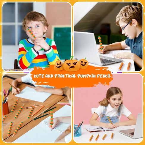 Faccito 48 Pcs Halloween Pumpkin Stackable Pencils for Kids Stacking Point Pencils Party Favors for Fall Halloween Pumpkin Thanksgiving Birthday Party Supplies Goodie Bag Filler School Fun Equipment in Saudi Arabia