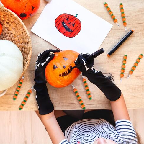 Faccito 48 Pcs Halloween Pumpkin Stackable Pencils for Kids Stacking Point Pencils Party Favors for Fall Halloween Pumpkin Thanksgiving Birthday Party Supplies Goodie Bag Filler School Fun Equipment in Saudi Arabia