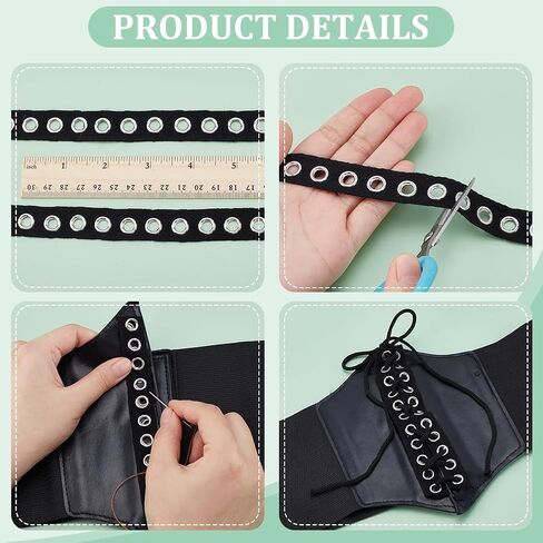 PH PandaHall 5 Yards Black Grommet Trim Cotton Eyelet Tape 3/4 inch Wide Eyelet Twill Trim Grommet Tap with 6mm Eyelet Rings for Sewing Garment Corset Shirt Dress Jacket Shoes Crafts in Saudi Arabia