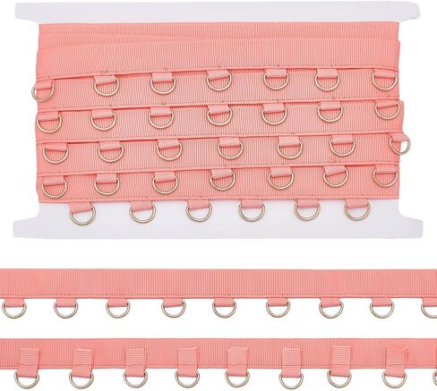 BENECREAT 5 Yards Light Coral Grommet Trim with Gold D Rings, 1 Inch Polyester Grommet Eyelet Twill Tape Trim Metal Eyelet Ring Ribbon Strip for Sewing Crafts Making in Saudi Arabia