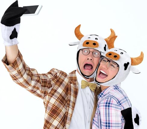 مجموعة أزياء البقر Halloween Mepase تشمل قبعة بقرة أفخم وأبقار الحوافر الأمامية قفازات مزرعة ملحق للحيوانات ملحق لمستلزمات الحفلات في مزرعة عيد الهالوين in Saudi Arabia