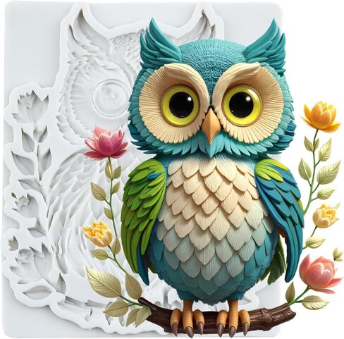 Owl Silicone Mold Bird Owl Polymer Clay Molds for DIY Crafts Epoxy Resin Casting Air Dry Polymer Clay Plaster Jewelry Making in Kuwait
