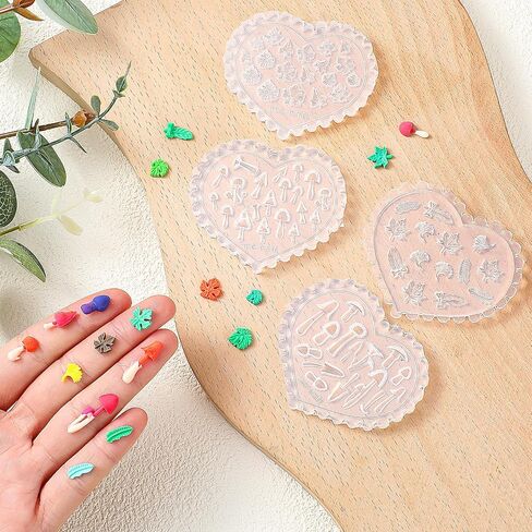 4 Pcs Fall Polymer Clay Molds, Mushroom Polymer Clays Rubber Molds Mini Flower Polymer Clay Mold Autumn Clays Earring Cutters for Jewelry Making DIY Craft in Saudi Arabia