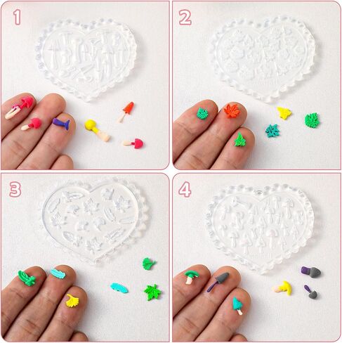 4 Pcs Fall Polymer Clay Molds, Mushroom Polymer Clays Rubber Molds Mini Flower Polymer Clay Mold Autumn Clays Earring Cutters for Jewelry Making DIY Craft in Saudi Arabia