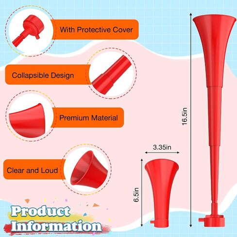 Stadium Horn, Vuvuzela Plastic Trumpet Collapsible Cheering Blow Horns Loud Sound Soccer Trumpets Noise makers for Sporting Events Football Games Carnival Fun Birthday Party Favors - 1PCS (Blue) in Saudi Arabia