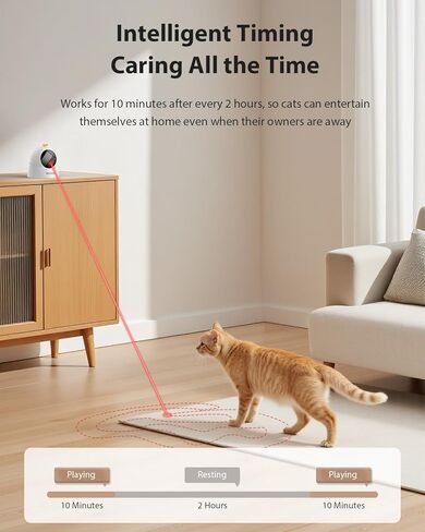 ROJECO AUTO LASER CAT TOY - مسار حركة عشوائي ، قاعدة 360 درجة مغناطيسية ، قم بالهدوء ، قابل لإعادة الشحن مع بطارية 1000 مللي أمبير في الساعة ، نومًا تلقائيًا و 3 سرعات ، آمنة للقطط ، ألعاب القطط التفاعلية للملل الداخلي in Kuwait