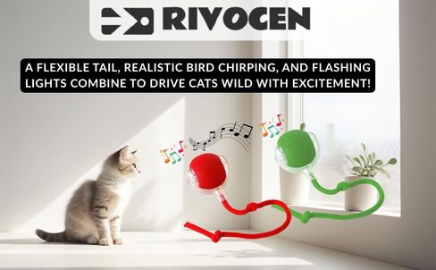 Indoor Cat Interactive Toy 360-degree Automatic Rolling Toy with Floor Flashing and Random Rolling for Cats and Dogs. Continuous Excitement, Fun and Stimulation for Your Cats and Dogs-(Red) in Saudi Arabia