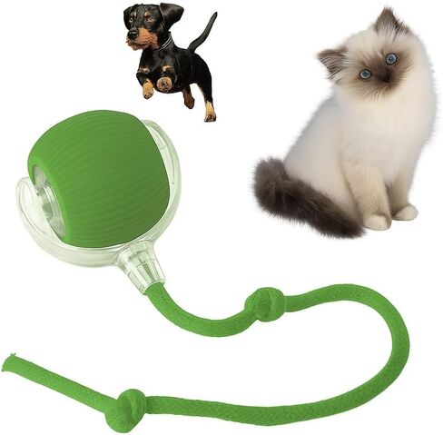 Indoor Cat Interactive Toy 360-degree Automatic Rolling Toy with Floor Flashing and Random Rolling for Cats and Dogs. Continuous Excitement, Fun and Stimulation for Your Cats and Dogs-(Red) in Saudi Arabia