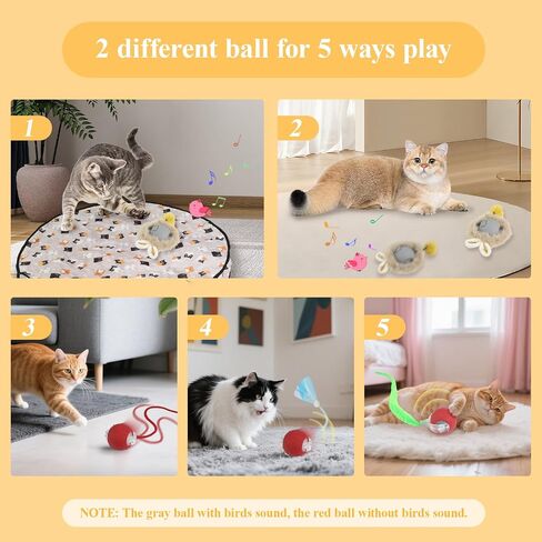 Interactive Cat Toys for Indoor Automatic Cat Balls Hide and Seek in Pouch, with 2 Balls 3 Tails Play Mat, 5 Ways Playing Enrichment Toys in Saudi Arabia