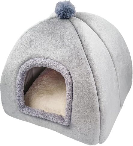 Cat Beds - Large Indoor/Outdoor Gray Cat Bed Cave with Removable Cushion & Non-Slip Base (15.74"x15.74"x15") in Saudi Arabia