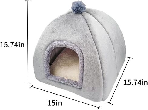 Cat Beds - Large Indoor/Outdoor Gray Cat Bed Cave with Removable Cushion & Non-Slip Base (15.74"x15.74"x15") in Saudi Arabia