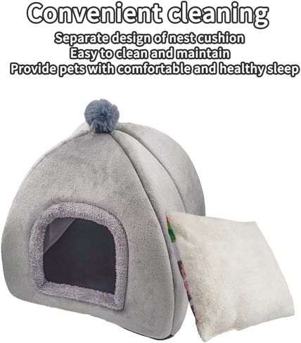 Cat Beds - Large Indoor/Outdoor Gray Cat Bed Cave with Removable Cushion & Non-Slip Base (15.74"x15.74"x15") in Saudi Arabia