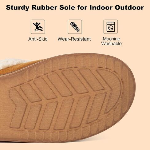 LongBay Women's Wool Felt Sherpa Memory Foam Slippers with Plush Fleece Lining Slip on Moc Clogs Indoor Or Outdoor in Kuwait